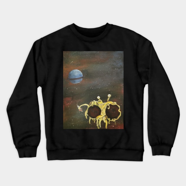 His Noodliness and the space faring infidels Crewneck Sweatshirt by Eelkonio